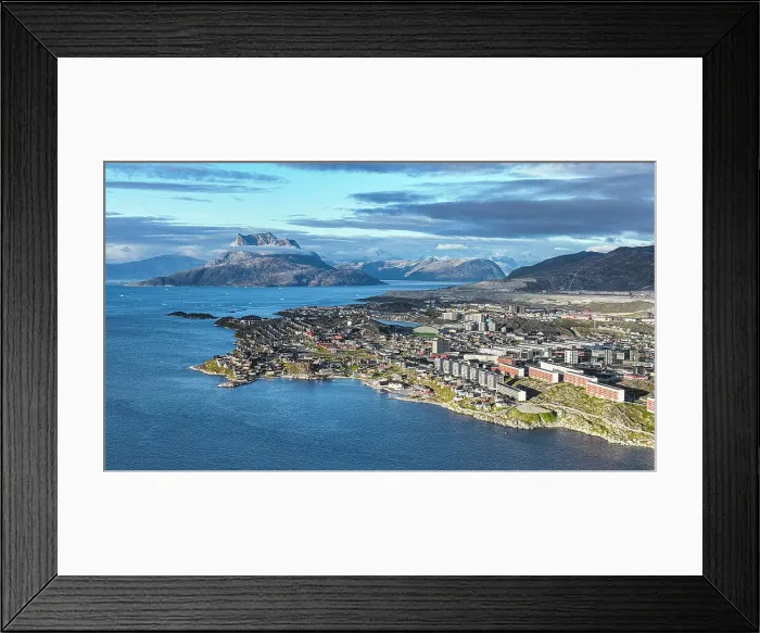 Framed Print : Aerial of Nuuk, capital of Greenland, Denmark, Polar Regions Framed Print : Aerial of Nuuk, capital of Greenland, Denmark, Polar Regions