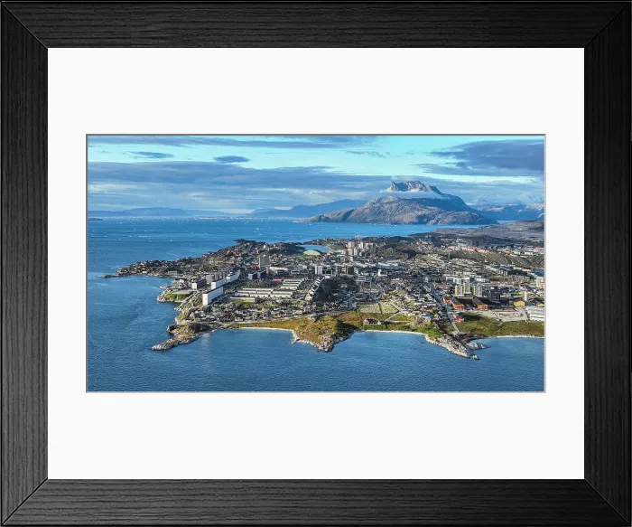 Framed Print : Aerial of Nuuk, capital of Greenland, Denmark, Polar Regions Framed Print : Aerial of Nuuk, capital of Greenland, Denmark, Polar Regions