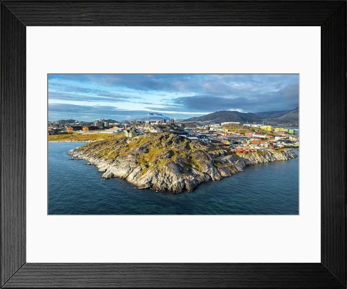 Framed Print : Aerial of Nuuk, capital of Greenland, Denmark, Polar Regions Framed Print : Aerial of Nuuk, capital of Greenland, Denmark, Polar Regions