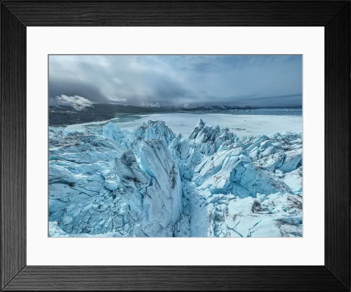 Framed Print : Aerial of the Eqi glacier, Western Greenland, Denmark, Polar Regions Framed Print : Aerial of the Eqi glacier, Western Greenland, Denmark, Polar Regions