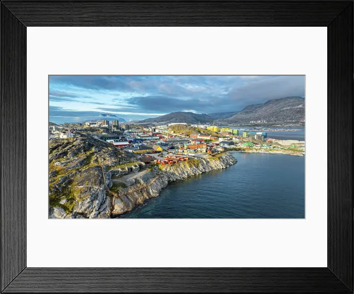 Framed Print : Aerial of Nuuk, capital of Greenland, Denmark, Polar Regions Framed Print : Aerial of Nuuk, capital of Greenland, Denmark, Polar Regions