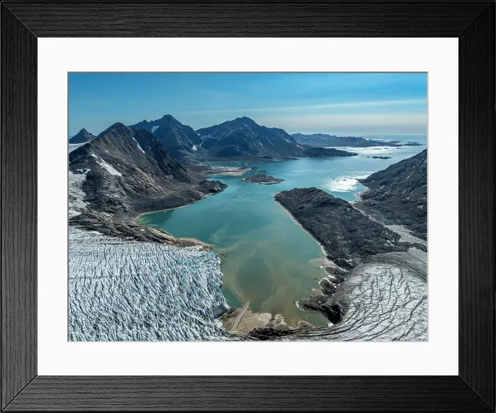 Framed Print : Aerial of Kulusuk fjord, Greenland, Denmark, Polar Regions