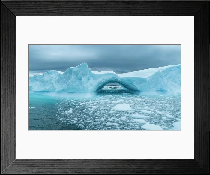 Framed Print : Aerial of an ice arch in the Nuuk Icefjord, Western Greenland, Denmark, Polar Regions