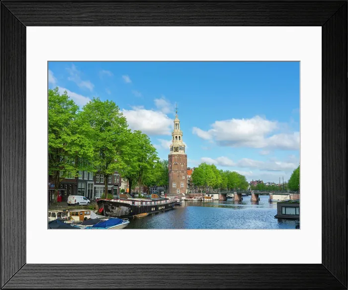 Framed Print : Rapenburgwal canal and Montelbaanstoren tower in background, Amsterdam, The Netherlands, Europe Framed Print : Rapenburgwal canal and Montelbaanstoren tower in background, Amsterdam, The Netherlands, Europe