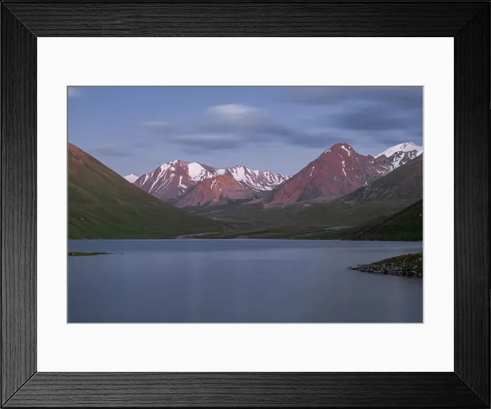 Framed Print : Tranquil evening at a high-altitude Kol-Ukok lake surrounded by majestic mountains in Kyrgyzstan, Central Asia, Asia Framed Print : Tranquil evening at a high-altitude Kol-Ukok lake surrounded by majestic mountains in Kyrgyzstan, Central Asia, Asia
