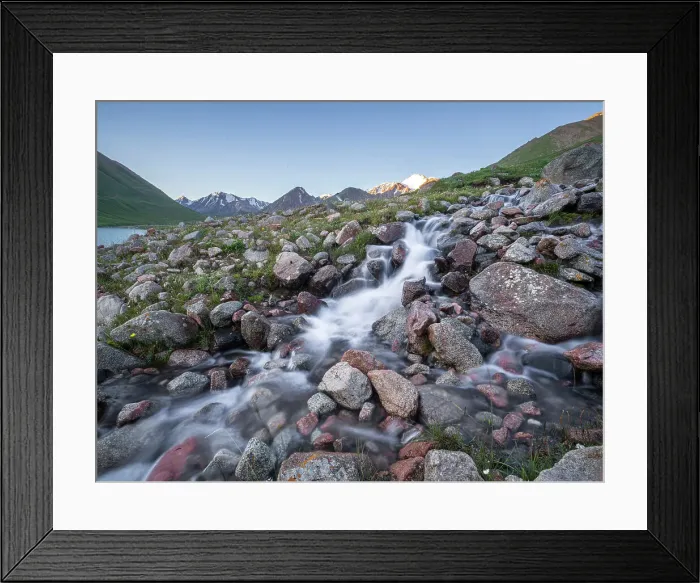 Framed Print : A stream flowing down towards Kol-Ukok lake in the mountains of Kyrgyzstan, Central Asia, Asia Framed Print : A stream flowing down towards Kol-Ukok lake in the mountains of Kyrgyzstan, Central Asia, Asia