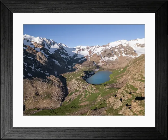 Framed Print : Snow-capped peaks and Kol Tor Lake in a lush valley showcasing stunning landscape, Kyrgyzstan, Central Asia, Asia Framed Print : Snow-capped peaks and Kol Tor Lake in a lush valley showcasing stunning landscape, Kyrgyzstan, Central Asia, Asia