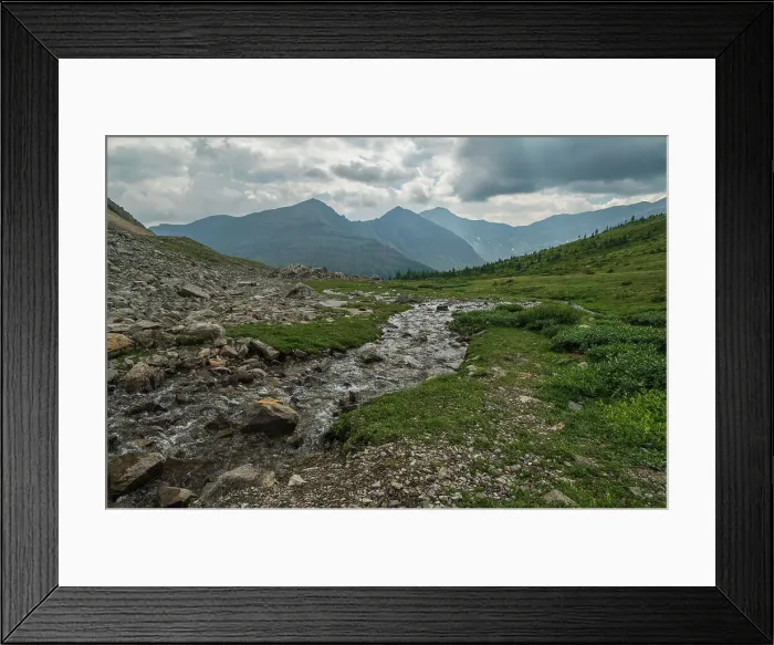 Framed Print : Alpine creek flowing through wildflower meadows along the Ptarmigan Cirque Trail in summer, Mount Arethusa, Kananaskis Country, Alberta, Canadian Rockies, Canada, North America Framed Print : Alpine creek flowing through wildflower meadows along the Ptarmigan Cirque Trail in summer, Mount Arethusa, Kananaskis Country, Alberta, Canadian Rockies, Canada, North America