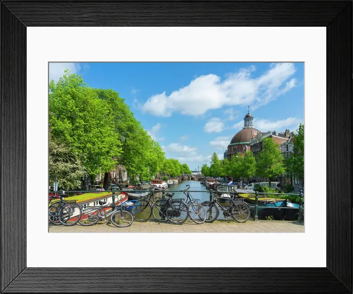 Framed Print : Bikes on Corsgenbrug bridge over Singel canal and Renaissance dome of Koepelkerk Church in the background, Amsterdam, The Netherlands, Europe Framed Print : Bikes on Corsgenbrug bridge over Singel canal and Renaissance dome of Koepelkerk Church in the background, Amsterdam, The Netherlands, Europe