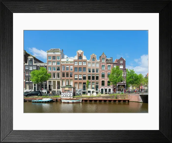 Framed Print : Houses by Singel canal, Amsterdam, The Netherlands, Europe Framed Print : Houses by Singel canal, Amsterdam, The Netherlands, Europe