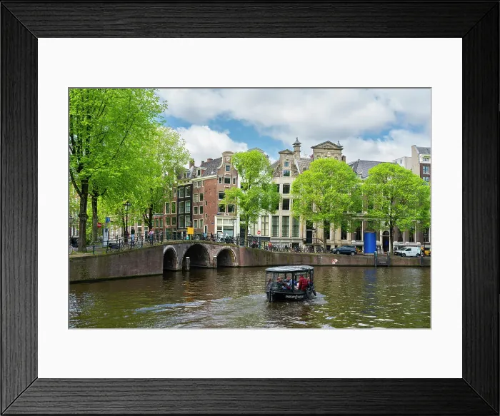 Framed Print : Tourist boat on Herengracht canal, Amsterdam, The Netherlands, Europe Framed Print : Tourist boat on Herengracht canal, Amsterdam, The Netherlands, Europe