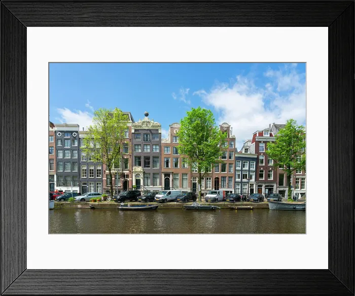 Framed Print : Houses by Singel canal, Amsterdam, The Netherlands, Europe Framed Print : Houses by Singel canal, Amsterdam, The Netherlands, Europe
