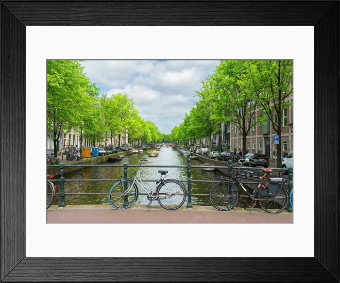 Framed Print : Bicycles on bridge over Herengracht canal, Amsterdam, The Netherlands, Europe