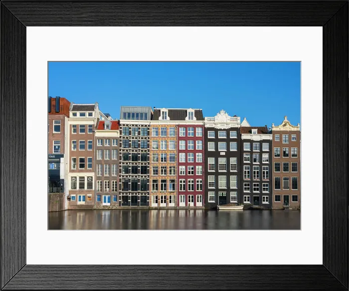 Framed Print : Dancing houses at Damrak, Amsterdam, The Netherlands, Europe Framed Print : Dancing houses at Damrak, Amsterdam, The Netherlands, Europe