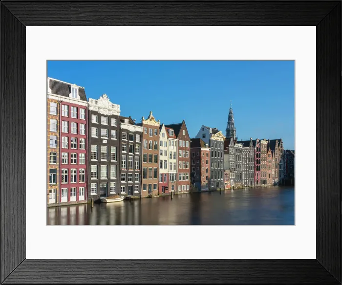 Framed Print : Dancing houses at Damrak and tower of Oude Kerk Amsterdam Church, Amsterdam, The Netherlands, Europe Framed Print : Dancing houses at Damrak and tower of Oude Kerk Amsterdam Church, Amsterdam, The Netherlands, Europe