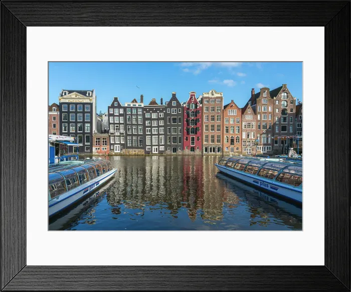Framed Print : Dancing houses at Damrak, Amsterdam, The Netherlands, Europe Framed Print : Dancing houses at Damrak, Amsterdam, The Netherlands, Europe
