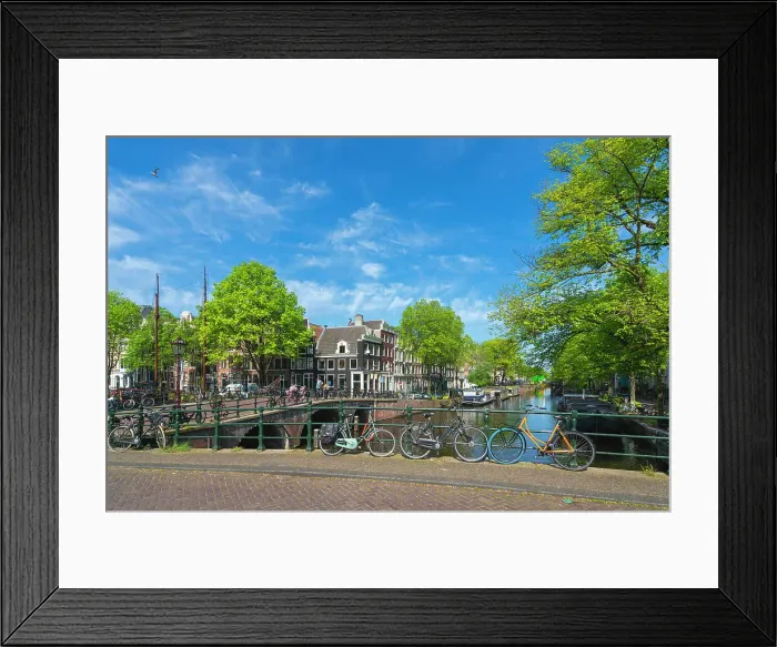Framed Print : Bikes on bridge over Brouwersgracht canal, Amsterdam, The Netherlands, Europe Framed Print : Bikes on bridge over Brouwersgracht canal, Amsterdam, The Netherlands, Europe