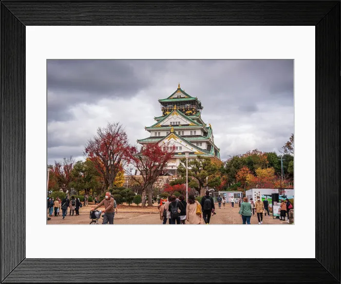 Framed Print : Osaka Castle in autumn with visitors in front, Osaka, Honshu, Japan, Asia Framed Print : Osaka Castle in autumn with visitors in front, Osaka, Honshu, Japan, Asia