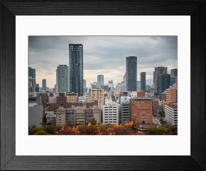 Framed Print : Skyscrapers of Osaka on autumn day, Osaka, Honshu, Japan, Asia Framed Print : Skyscrapers of Osaka on autumn day, Osaka, Honshu, Japan, Asia