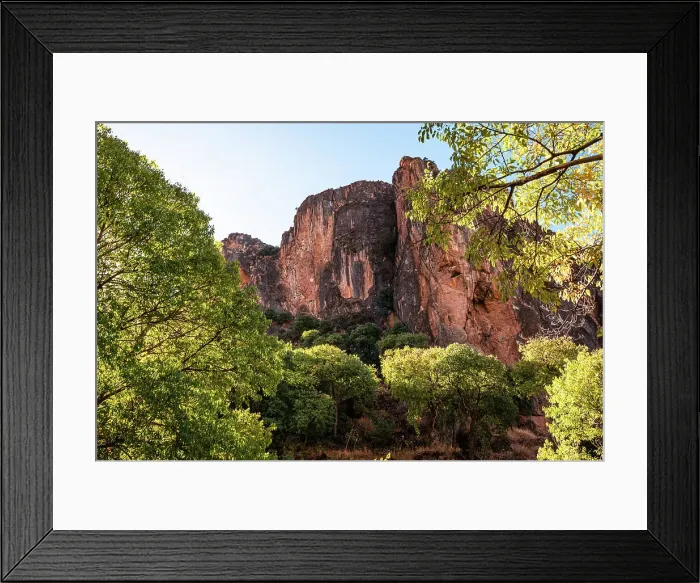 Framed Print : Lush trees and red rock cliffs at Los Cahorros Monachil, Sierra Nevada, Granada, Andalusia, Spain, Europe Framed Print : Lush trees and red rock cliffs at Los Cahorros Monachil, Sierra Nevada, Granada, Andalusia, Spain, Europe