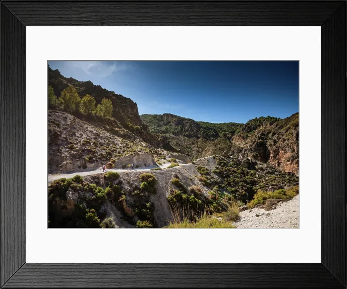 Framed Print : Hiking trail in the arid gorge canyon landscape of Los Cahorros Monachil, Monachil, Sierra Nevada, Granada, Andalusia, Spain, Europe Framed Print : Hiking trail in the arid gorge canyon landscape of Los Cahorros Monachil, Monachil, Sierra Nevada, Granada, Andalusia, Spain, Europe