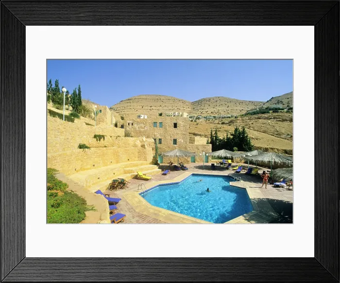 Framed Print : Swimming pool of the Taybet Zaman Tourism Resort, around Petra, Jordan, Middle East Framed Print : Swimming pool of the Taybet Zaman Tourism Resort, around Petra, Jordan, Middle East