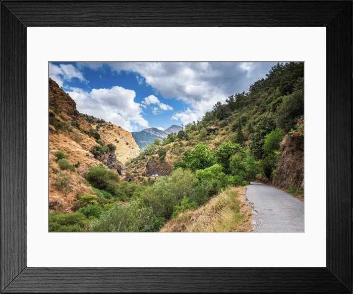 Framed Print : Hiking trail along rugged arid mountain valley of the Sierra Nevada, Andalusia, Spain, Europe Framed Print : Hiking trail along rugged arid mountain valley of the Sierra Nevada, Andalusia, Spain, Europe