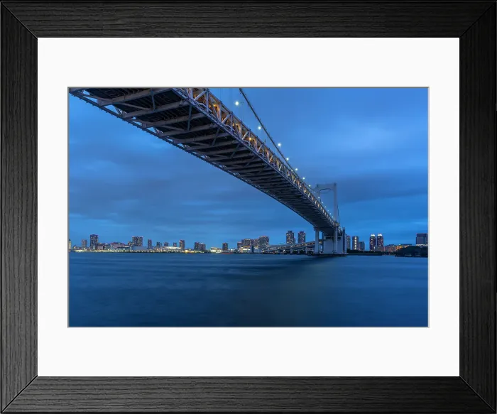 Framed Print : View of the Rainbow Bridge and Koto City in background at dusk, Minato City, Tokyo, Honshu, Japan Framed Print : View of the Rainbow Bridge and Koto City in background at dusk, Minato City, Tokyo, Honshu, Japan