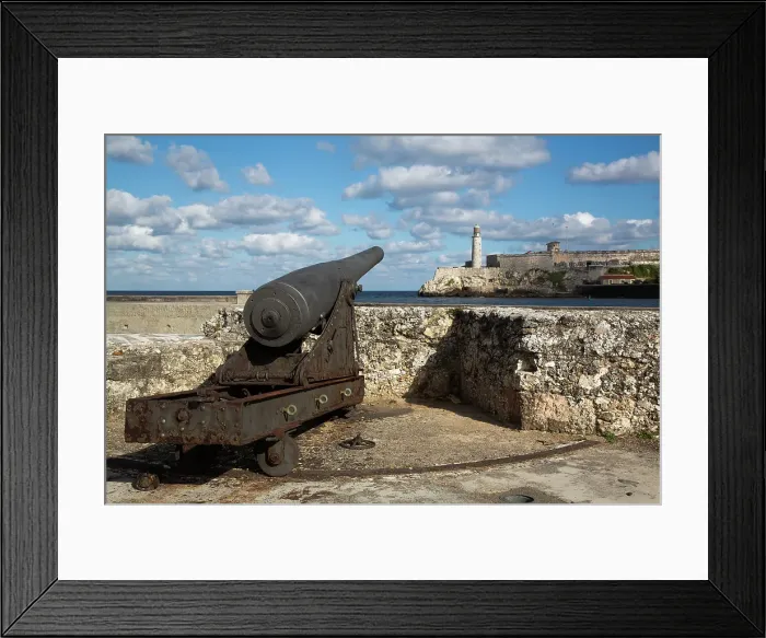 Framed Print : Centuries Old Cannon, Castillo Del San Salvador in foreground, Castillo Morro in the background, Havana Old Town, UNESCO, Havana, Cuba Framed Print : Centuries Old Cannon, Castillo Del San Salvador in foreground, Castillo Morro in the background, Havana Old Town, UNESCO, Havana, Cuba