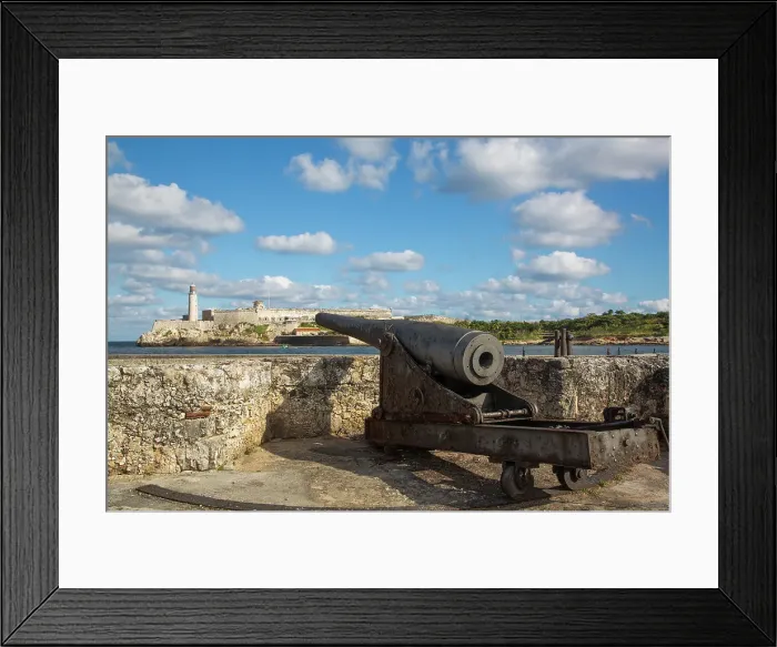 Framed Print : Centuries Old Cannon, Castillo Del San Salvador in foreground, Castillo Morro in the background, Havana Old Town, UNESCO, Havana, Cuba Framed Print : Centuries Old Cannon, Castillo Del San Salvador in foreground, Castillo Morro in the background, Havana Old Town, UNESCO, Havana, Cuba