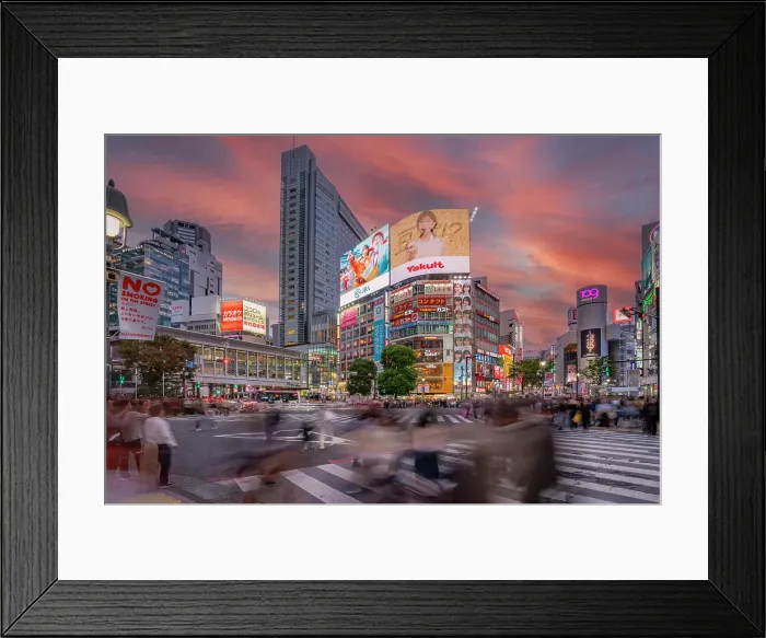 Framed Print : View of people at the world's busiest road crossing, Shibuya Scramble Crossing at sunset, Minato City, Tokyo, Honshu, Japan Framed Print : View of people at the world's busiest road crossing, Shibuya Scramble Crossing at sunset, Minato City, Tokyo, Honshu, Japan