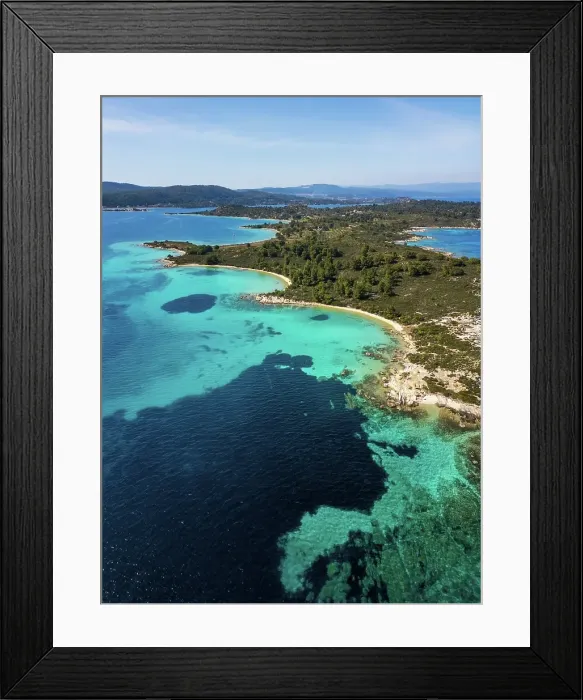 Framed Print : Diaporos island with wild beaches with turquoise water, drone aerial view, Chalkidiki, Greece Framed Print : Diaporos island with wild beaches with turquoise water, drone aerial view, Chalkidiki, Greece