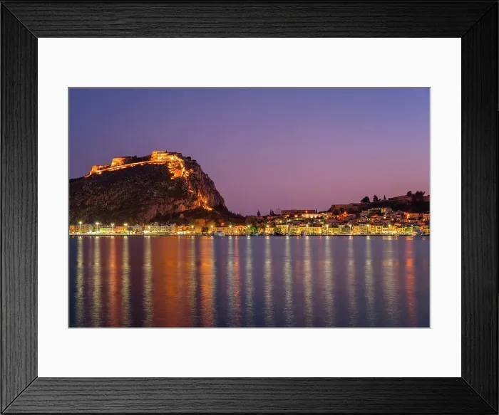 Framed Print : Camper vans on the coast of Greece with Bourtzi Castle island, Nafplion, Peloponnese, Greece Framed Print : Camper vans on the coast of Greece with Bourtzi Castle island, Nafplion, Peloponnese, Greece