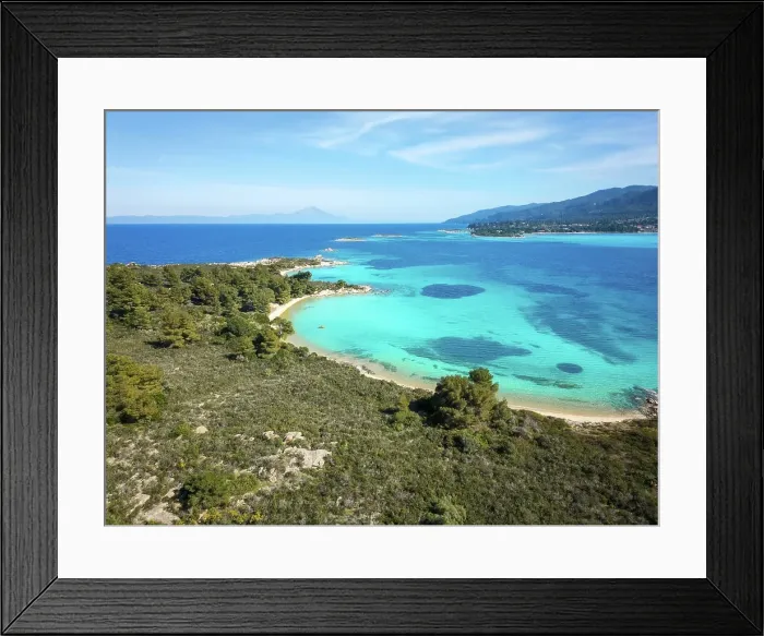 Framed Print : Diaporos island with wild beaches and turquoise water, drone aerial view, Chalkidiki, Greece Framed Print : Diaporos island with wild beaches and turquoise water, drone aerial view, Chalkidiki, Greece