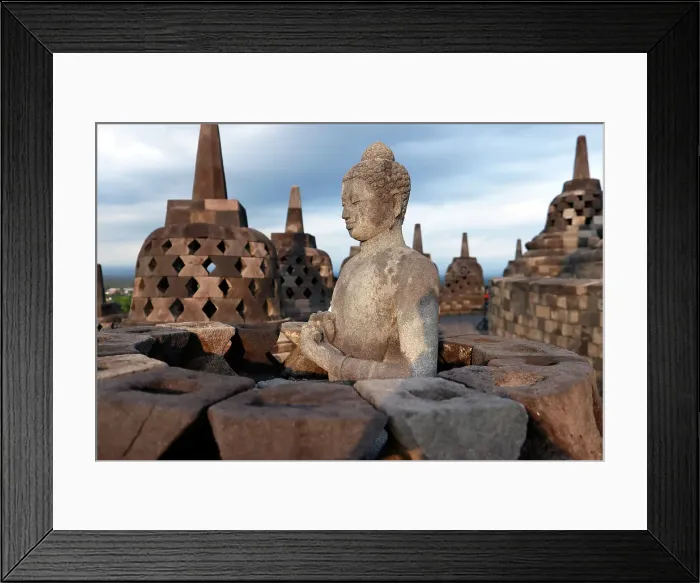 Framed Print : Stone Buddha statue, Borobudur, 9th-century Mahayana Buddhist temple, UNESCO, Java, Indonesia Framed Print : Stone Buddha statue, Borobudur, 9th-century Mahayana Buddhist temple, UNESCO, Java, Indonesia