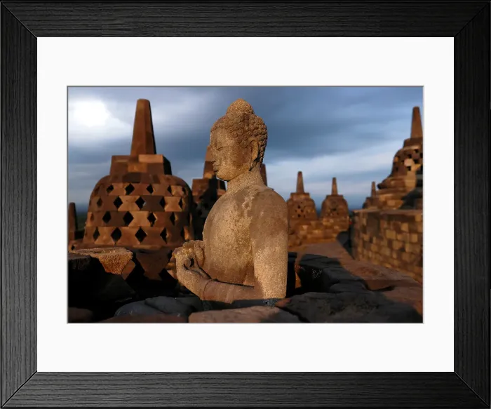 Framed Print : Stone Buddha statue, Borobudur, 9th-century Mahayana Buddhist temple, UNESCO, Java, Indonesia Framed Print : Stone Buddha statue, Borobudur, 9th-century Mahayana Buddhist temple, UNESCO, Java, Indonesia