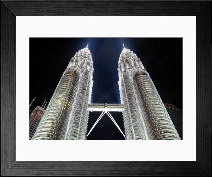 Framed Print : Petronas Twin Towers at night, the most famous twin skyscrapers in Kuala Lumpur, Malaysia Framed Print : Petronas Twin Towers at night, the most famous twin skyscrapers in Kuala Lumpur, Malaysia