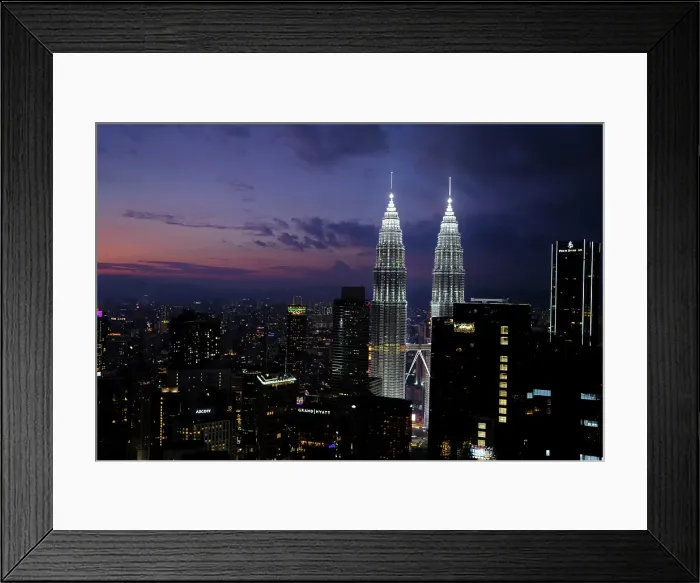 Framed Print : Petronas Twin Towers at night, the most famous twin skyscrapers in Kuala Lumpur, Malaysia Framed Print : Petronas Twin Towers at night, the most famous twin skyscrapers in Kuala Lumpur, Malaysia