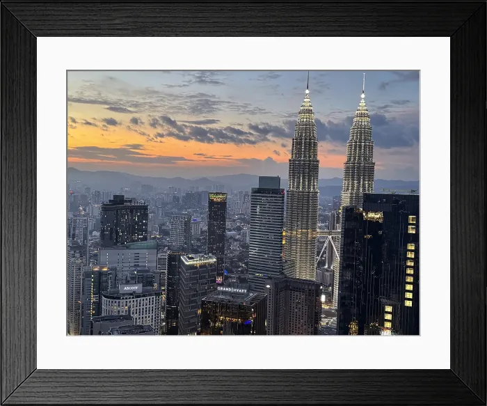 Framed Print : Petronas Twin Towers at night, the most famous twin skyscrapers in Kuala Lumpur, Malaysia Framed Print : Petronas Twin Towers at night, the most famous twin skyscrapers in Kuala Lumpur, Malaysia