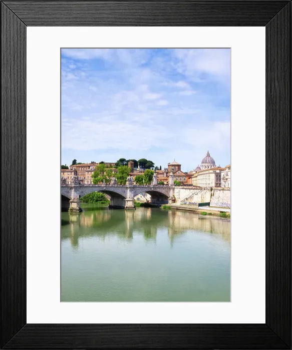 Framed Print : View towards Ponte Vittorio Emanuele II and the dome of the Saint Peters Basilica, Rome, Lazio, Italy Framed Print : View towards Ponte Vittorio Emanuele II and the dome of the Saint Peters Basilica, Rome, Lazio, Italy