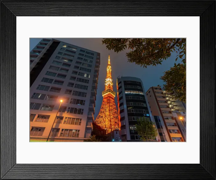 Framed Print : View of Tokyo Tower and city buildings at night, Minato City, Tokyo, Honshu, Japan Framed Print : View of Tokyo Tower and city buildings at night, Minato City, Tokyo, Honshu, Japan