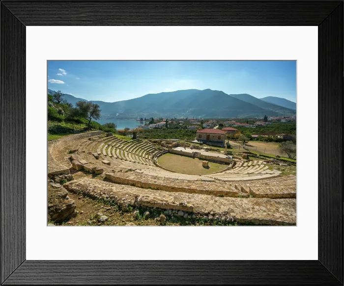 Framed Print : Theatre at the ancient city of Epidaurus close to the sea, UNESCO, Peloponnese, Greece