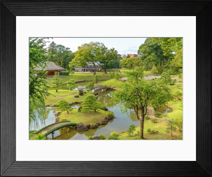 Framed Print : View of Gyokusenin Maru Garden in the grounds of Kanazawa Castle, Kanazawa City, Ishikawa Prefecture, Honshu, Japan