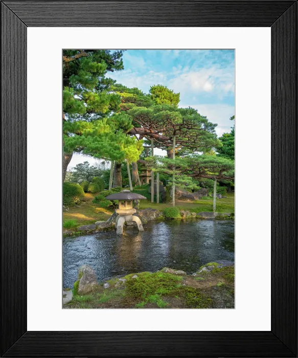 Framed Print : View of Japanese stone lantern and pagoda in Kenrokumachi Japanese Garden, Kanazawa City, Ishikawa Prefecture, Honshu, Japan Framed Print : View of Japanese stone lantern and pagoda in Kenrokumachi Japanese Garden, Kanazawa City, Ishikawa Prefecture, Honshu, Japan