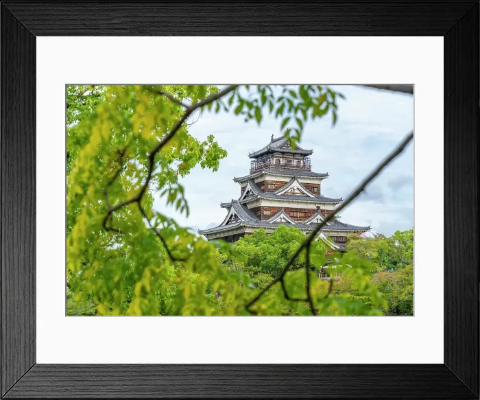 Framed Print : View of Hiroshima Castle, with museum, Motomachi, Naka Ward, Hiroshima, Honshu, Japan