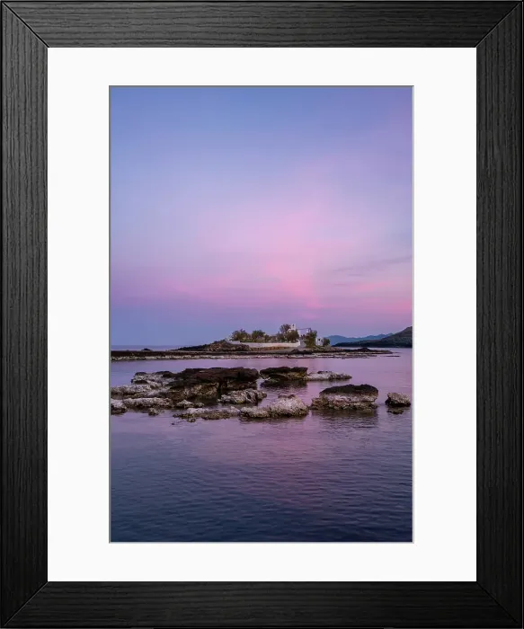 Framed Print : Saint Fokas Orthodox chapel on the coast of Greece at sunset, Peloponnese, Greece Framed Print : Saint Fokas Orthodox chapel on the coast of Greece at sunset, Peloponnese, Greece