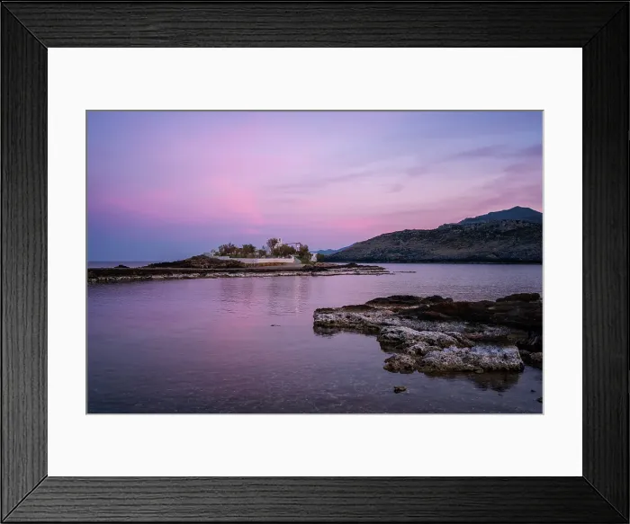 Framed Print : Saint Fokas Orthodox chapel on the coast of Greece at sunset, Peloponnese, Greece Framed Print : Saint Fokas Orthodox chapel on the coast of Greece at sunset, Peloponnese, Greece