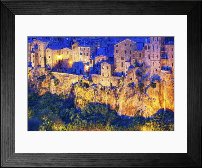 Framed Print : View towards Pitigliano at sunset, Grosseto, Tuscany, Italy Framed Print : View towards Pitigliano at sunset, Grosseto, Tuscany, Italy