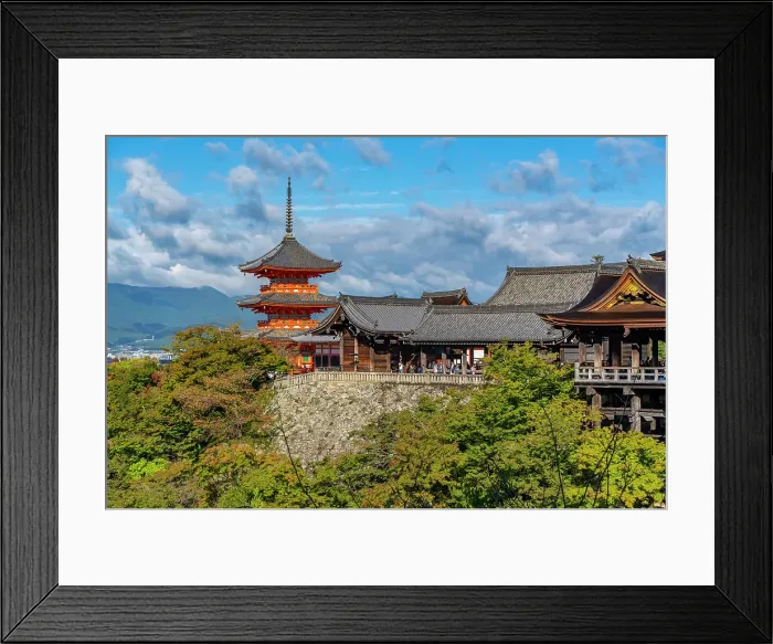 Framed Print : View of Kiyomizu-dera Temple, UNESCO, with city in background, Kiyomizu, Higashiyama Ward, Kyoto, Honshu, Japan Framed Print : View of Kiyomizu-dera Temple, UNESCO, with city in background, Kiyomizu, Higashiyama Ward, Kyoto, Honshu, Japan
