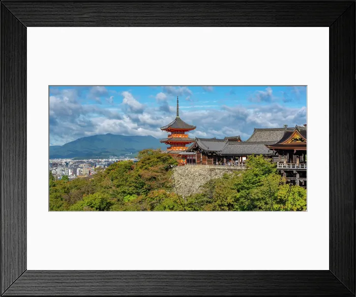 Framed Print : View of Kiyomizu-dera Temple, UNESCO, with city in background, Kiyomizu, Higashiyama Ward, Kyoto, Honshu, Japan Framed Print : View of Kiyomizu-dera Temple, UNESCO, with city in background, Kiyomizu, Higashiyama Ward, Kyoto, Honshu, Japan